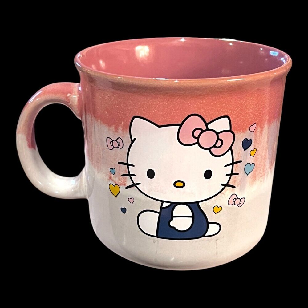 Sanrio Hello Kitty Ceramic Mug, Hot or Cold, Pink To White Ombré Effect 20oz NEW